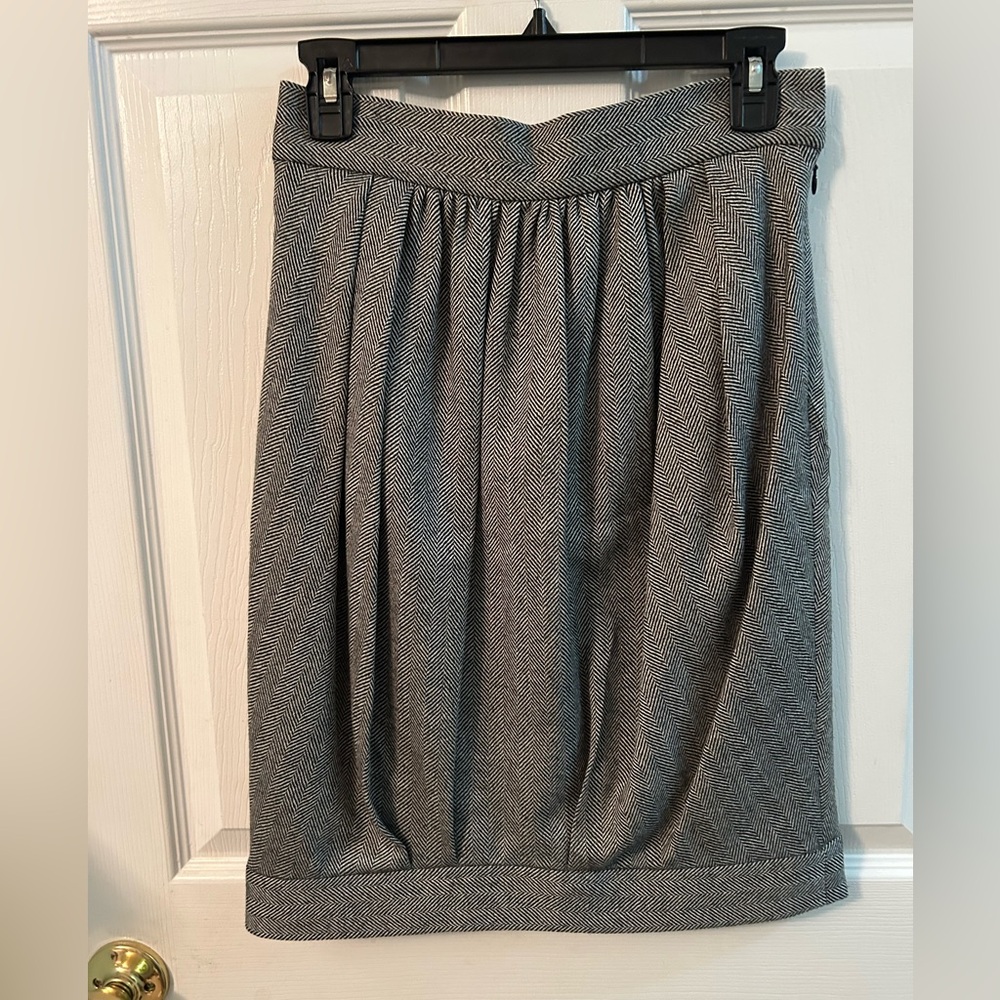 Adam Lippes Wool Herringbone Pleated Pencil Skirt